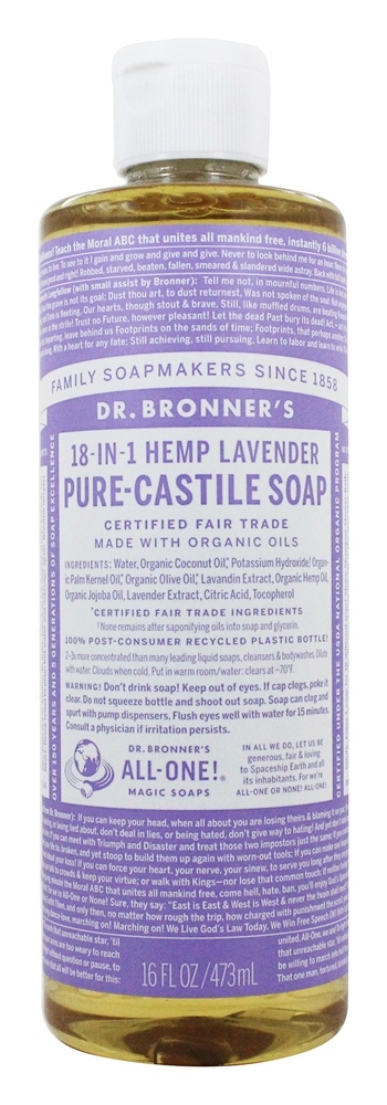 Dr. Bronners - 18-in-1 Hemp Pure Castile Liquid Soap Lavender - 16 fl. oz.