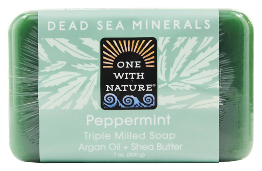 One With Nature - Dead Sea Mineral Bar Soap Exfoliating Hemp Peppermint - 7 oz.