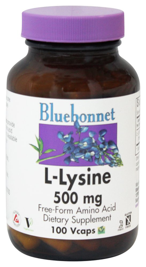 Bluebonnet Nutrition - L Lysine Free-Form Amino Acid 500 mg. - 100 Vegetarian Capsules