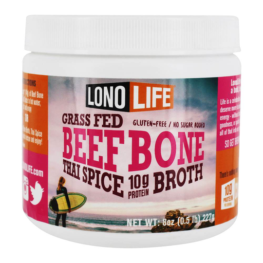 LonoLife - Grass Fed Paleo Beef Bone Broth Powder Thai Spice - 8 oz.