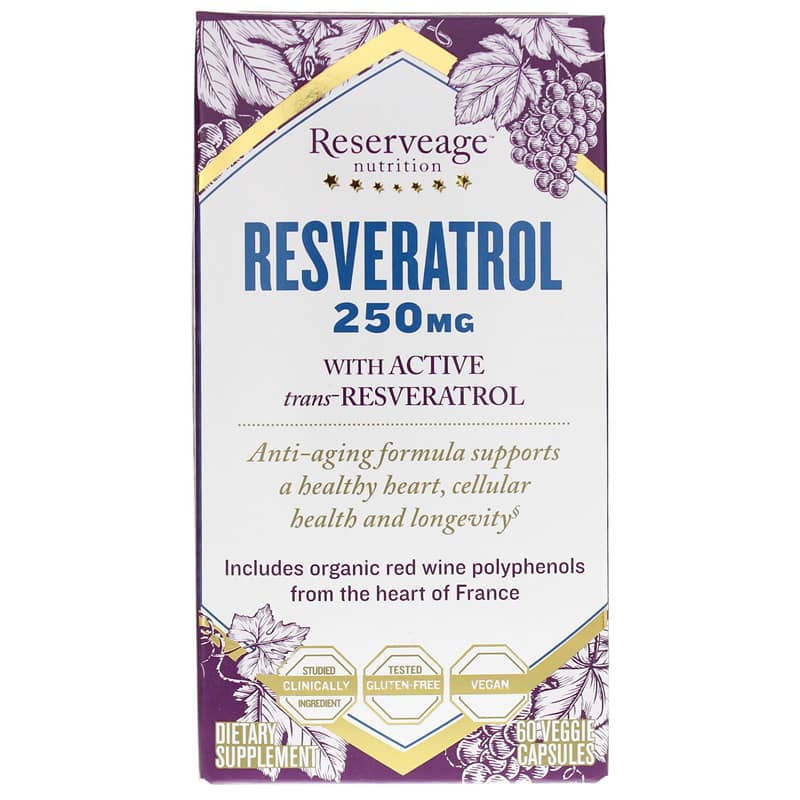 Reserveage Nutrition Resveratrol 250 Mg 60 Veg Capsules