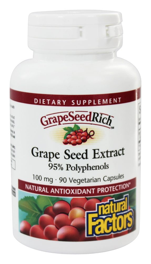 Natural Factors - GrapeSeedRich Grape Seed Extract 95 Polyphenols 100 mg. - 90 Capsules