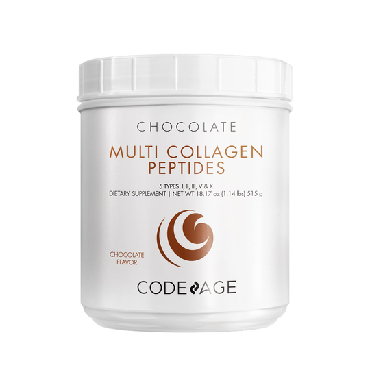 Codeage - Multi Collagen Peptides Type I II III V & X Powder 30 Servings Chocolate - 18.17 oz.