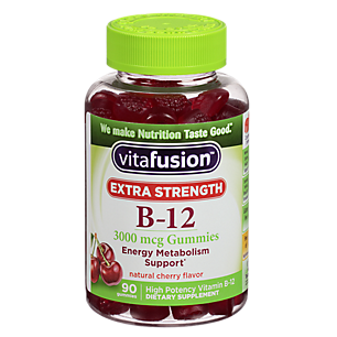 Vitamin B-12 Gummy - Extra Strength Energy Metabolism Support - 3,000 MCG - Cherry (90 Gummies)