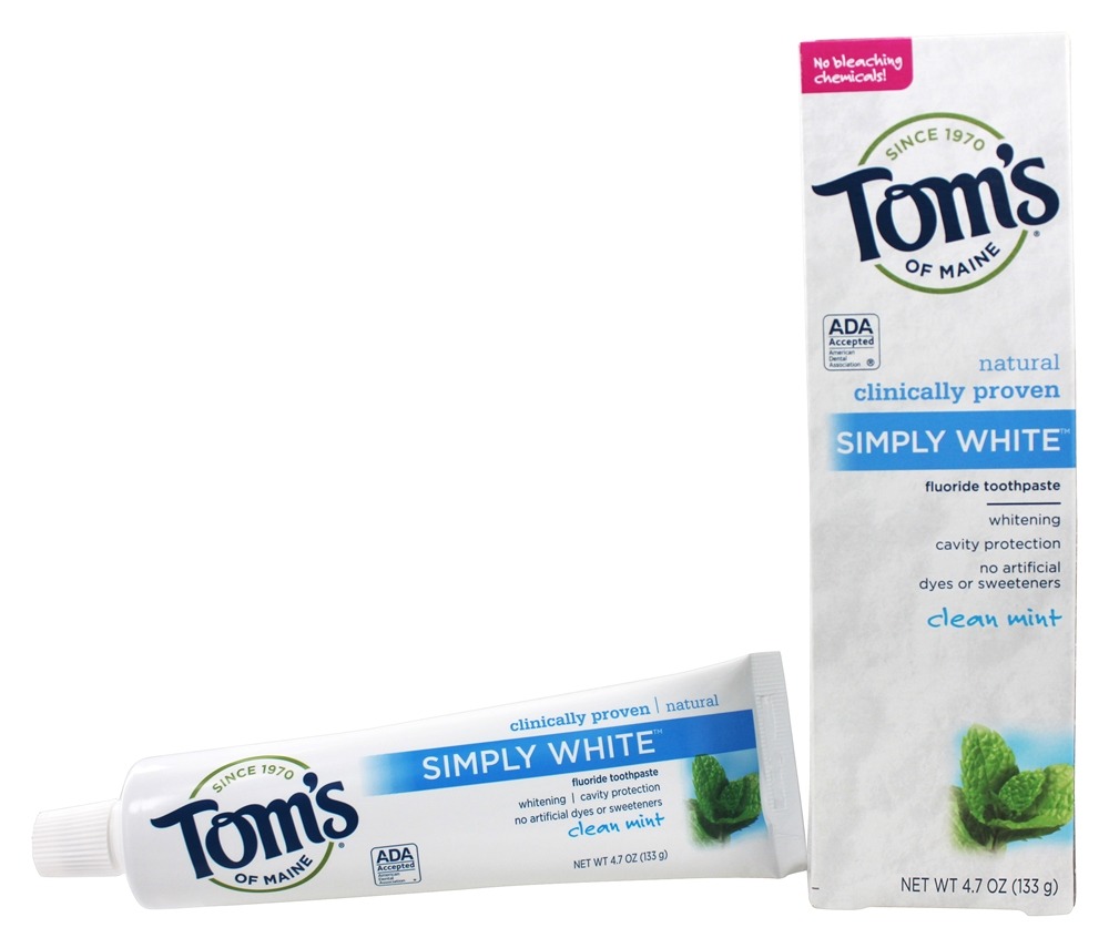 Tom's of Maine - Natural Toothpaste Simply White With Fluoride Clean Mint - 4.7 oz.