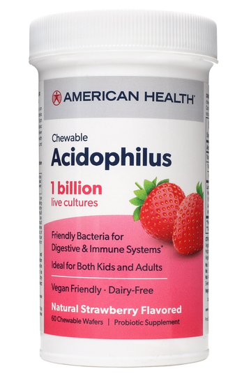 American Health - Chewable Acidophilus Natural Strawberry - 60 Chewable Wafers