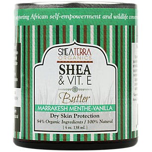 Shea & Vitamin E Butter - Dry Skin Protection - Marrakesh Menthe-Vanilla (4 Ounces)