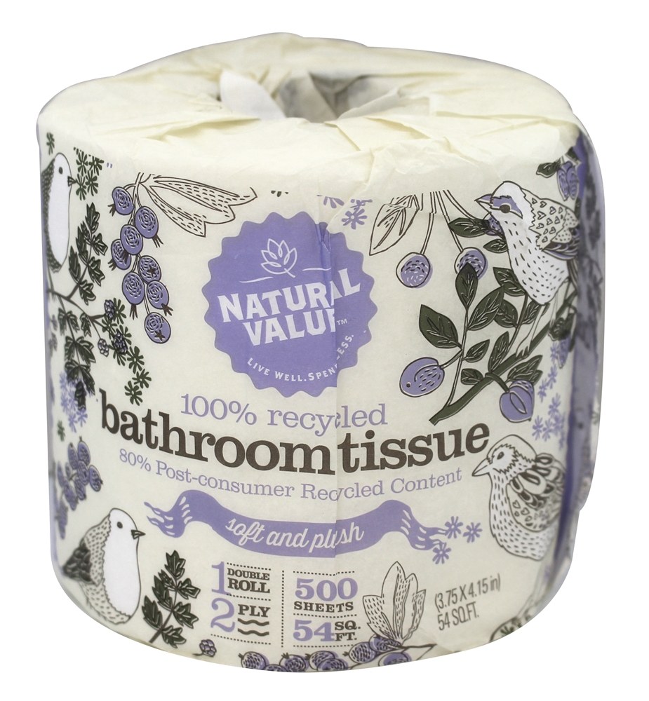Natural Value - 100 Recycled Double Roll Bathroom Tissue 2-Ply 500 Sheets - 1 Roll(s)