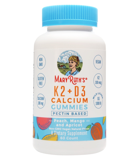 MaryRuth Organics - K2 D3 Calcium Pectin Based Gummies Peach Mango & Apricot - 60 Gummies