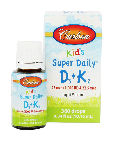 Carlson Labs - Kid's Healthy Growth Super Daily D3 K2 Liquid - 0.34 fl. oz.