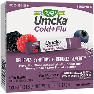 Umcka Fast Actives Cold + Flu Relief Powder - Non-Drowsy - Berry (10 Single Serving Packets)