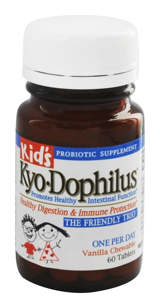 Kyolic - Kyo-Dophilus Kid's Healthy Digestion & Immune Protection Probiotic Supplement Vanilla Flavor - 60 Chewable Tablets