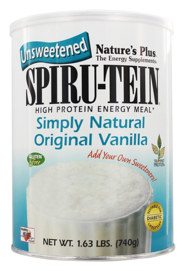 Natures Plus - Spiru-Tein High Protein Energy Meal Powder Unsweetened Original Vanilla - 1.63 lbs.