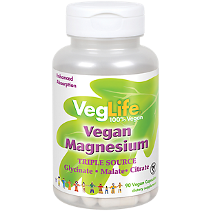 Vegan Magnesium - Triple Source of Glycinate, Malata, Citrate - 400 MG (90 Vegan Capsules)