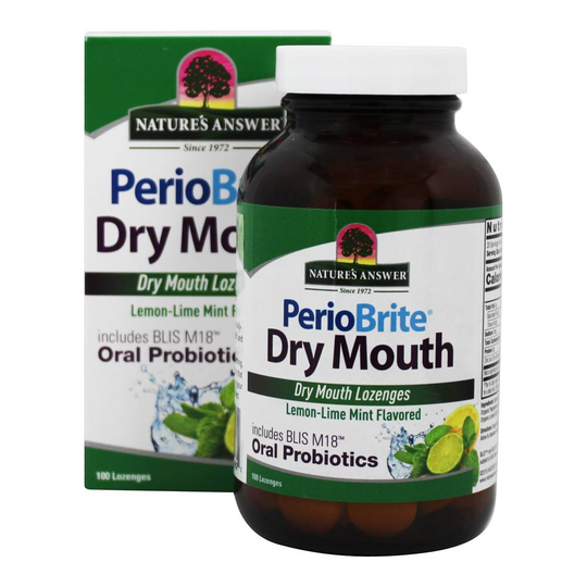 Nature's Answer - PerioBrite Dry Mouth Lemon Lime Mint Flavored - 100 Lozenges