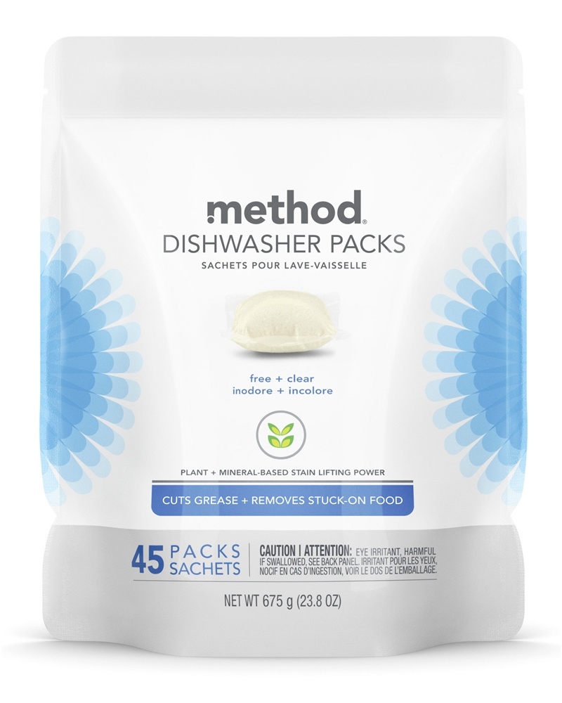 Method - Power Dish Dishwasher Detergent Packs Triple Action Cleaning Power Free Clear - 45 Pack