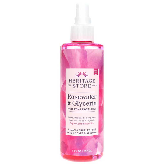 Heritage Store Rosewater & Glycerin Hydrating Facial Mist Spray, 8 Oz