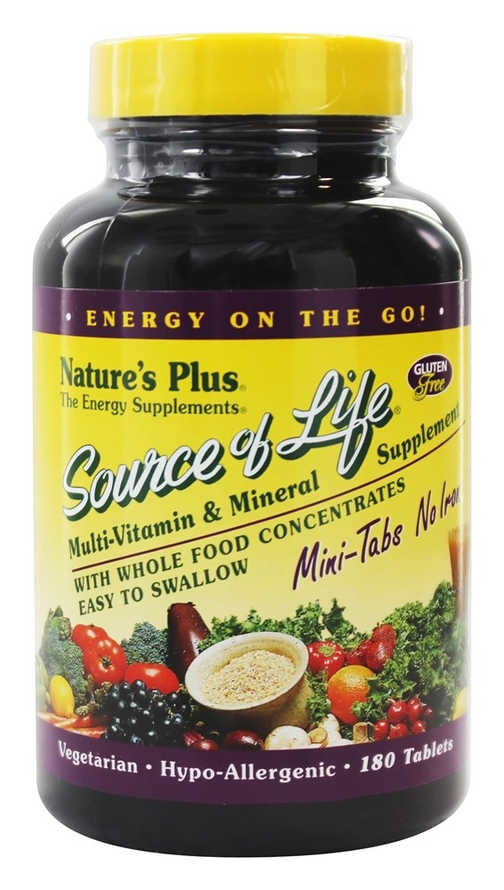 Natures Plus - Source Of Life Mini Tabs No Iron - 180 Tablets
