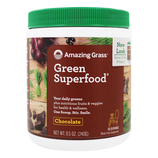 Amazing Grass - Green SuperFood Drink Powder 30 Servings Cacao Chocolate Infusion - 8.5 oz.