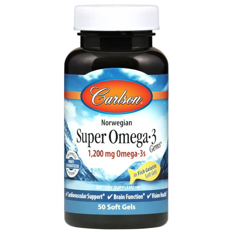 Carlson Labs Super Omega-3 Gems 1,200 Mg in Fish Gelatin 50 Softgels