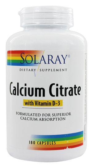 Solaray - Calcium Citrate with Vitamin D3 - 180 Capsules
