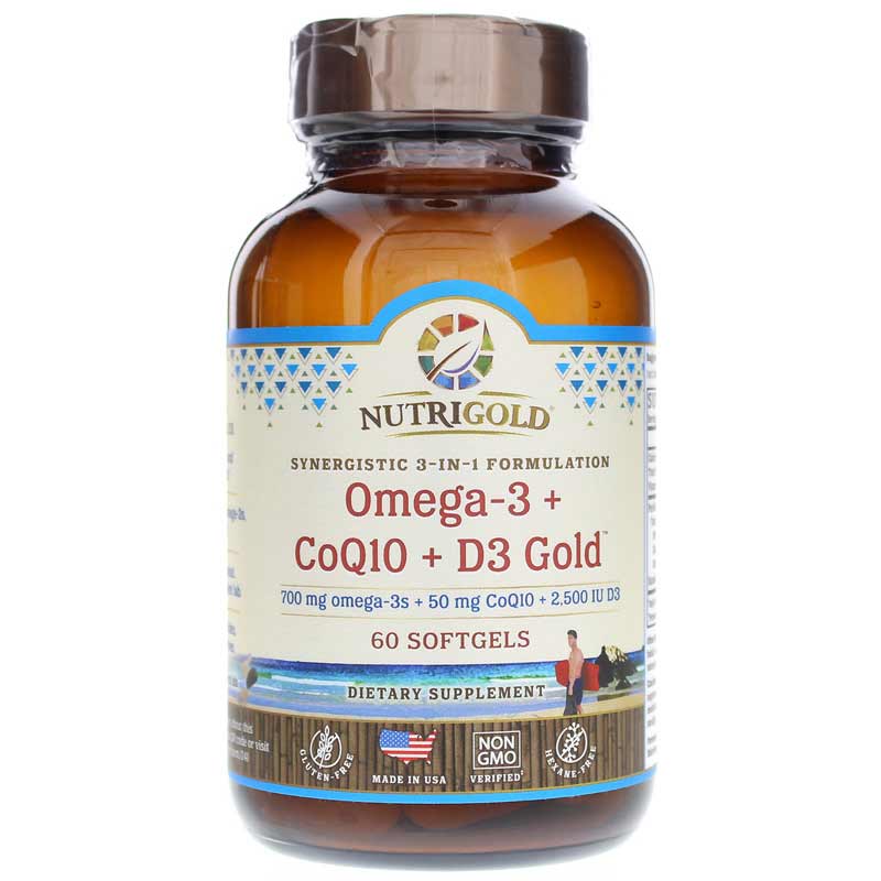 NutriGold Omega-3 + CoQ10 + D3 Gold 60 Softgels