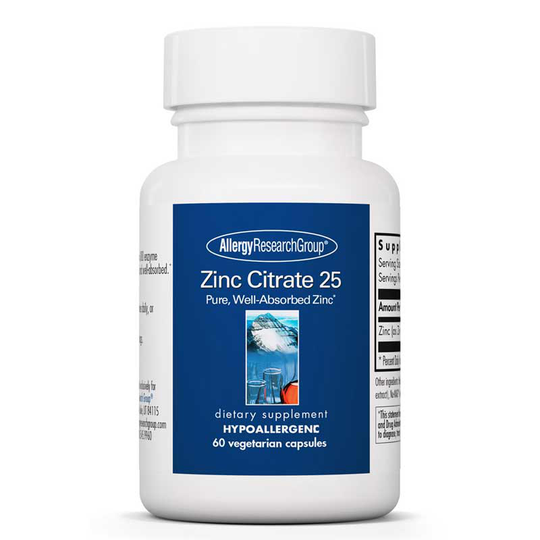 Allergy Research Group Zinc Citrate 25 Mg 60 Veg Capsules