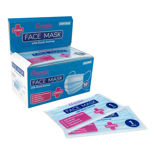 Annie - Sterile Face Mask with Elastic Earloop Individual Wrap Light Blue - 50 Mask(s)