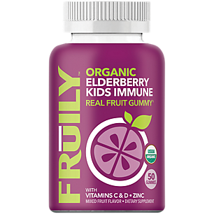 Organic Elderberry Kids Immune Gummy - Made With Vitamin C, Vitamin D & Zinc - Mixed Fruit (50 Gummies)