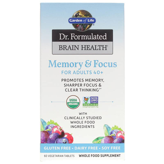 Garden of Life Dr. Formulated Brain Health Memory & Focus for Adults 40+ 60 Veg Tablets
