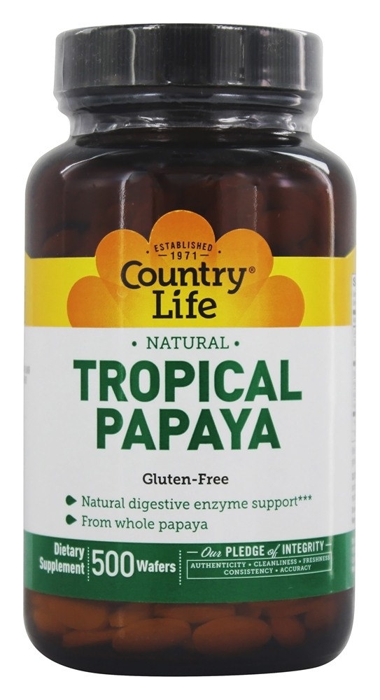 Country Life - Natural Tropical Papaya 25 mg. - 500 Chewable Wafers