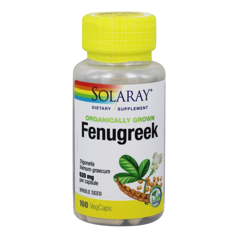 Solaray - Fenugreek Organically Grown - 100 Vegetarian Capsules