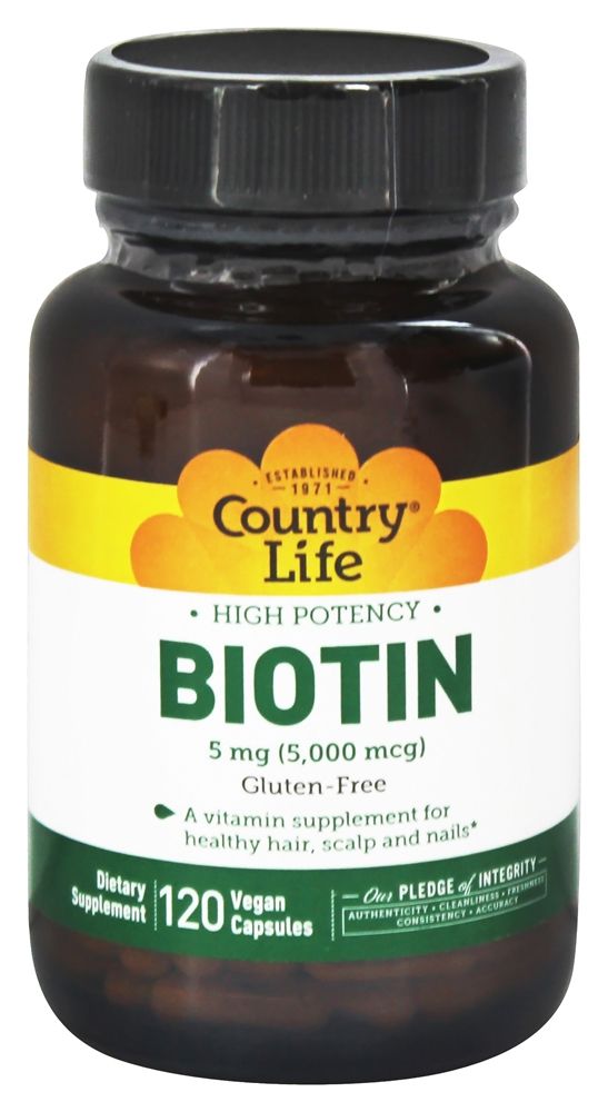 Country Life - Biotin High Potency 5 mg. - 120 Vegetarian Capsules