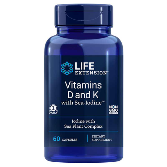 Life Extension Vitamins D & K with Sea-Iodine 60 Capsules