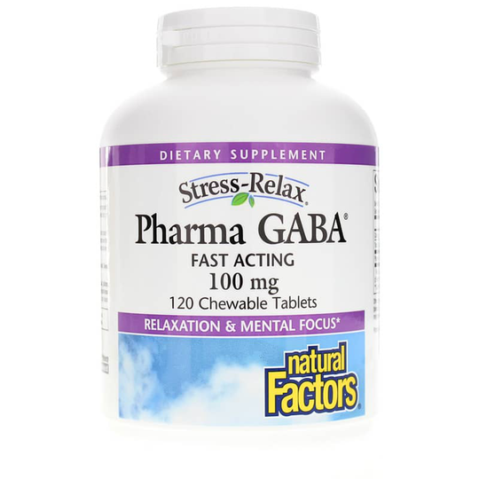 Natural Factors Stress-Relax Pharma Gaba Chewable 120 Chewable Tablets