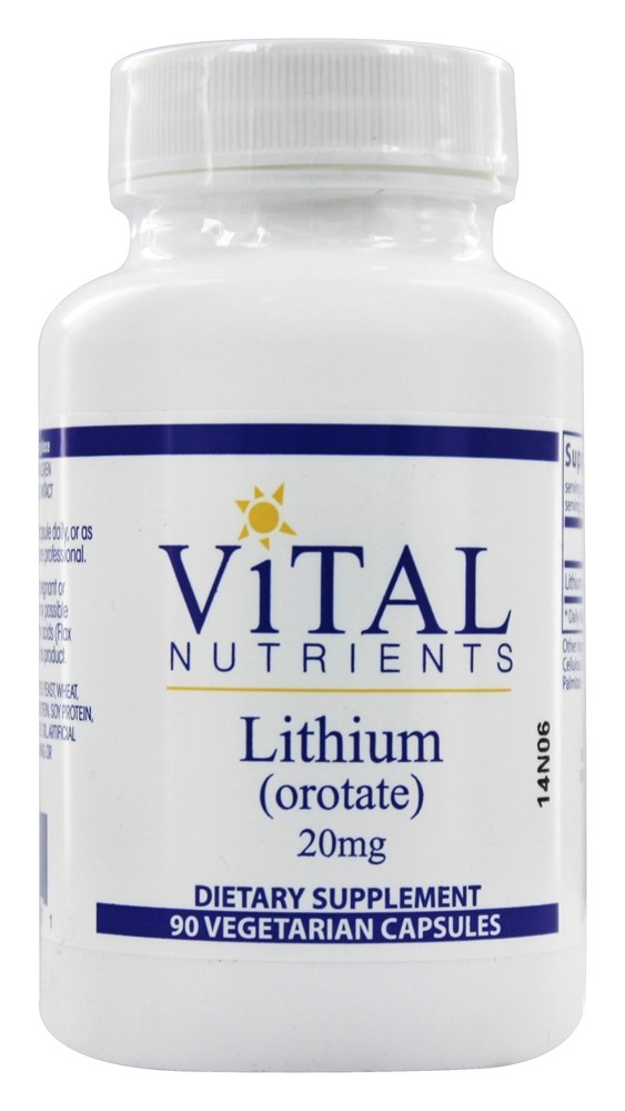 Vital Nutrients - Lithium Orotate 20 mg. - 90 Vegetarian Capsules