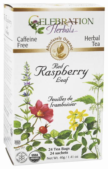 Celebration Herbals - Organic Caffeine Free Red Raspberry Leaf Herbal Tea - 24 Tea Bags