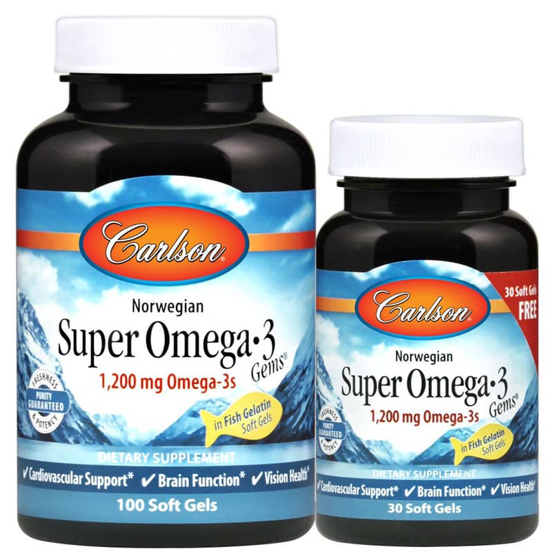 Carlson Labs Super Omega-3 Gems 1,200 Mg in Fish Gelatin 130 Softgels
