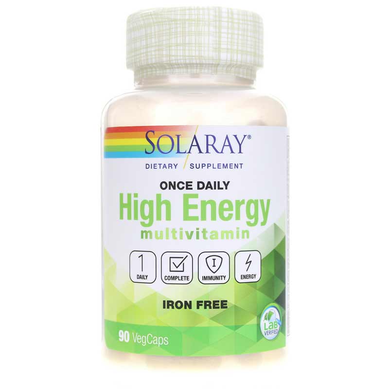 Solaray Once Daily High Energy Multi Iron Free 90 Veg Capsules
