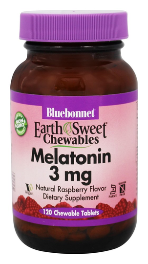 Bluebonnet Nutrition - EarthSweet Chewables Melatonin Natural Raspberry 3 mg. - 120 Chewable Tablets