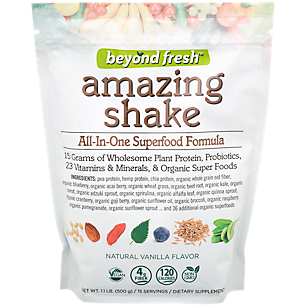 Amazing Shake All-Natural Superfood Formula with Wholesome Plant Protein & Probiotics - Natural Vanilla (15 Servings)
