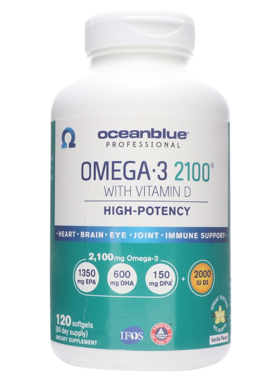 Oceanblue - Omega-3 2100 with Vitamin D High-Potency Vanilla Flavor 2100 mg. - 120 Softgels