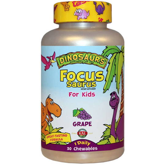 Kal Dinosaurs Focus Saurus for Kids Grape 30 Chewables