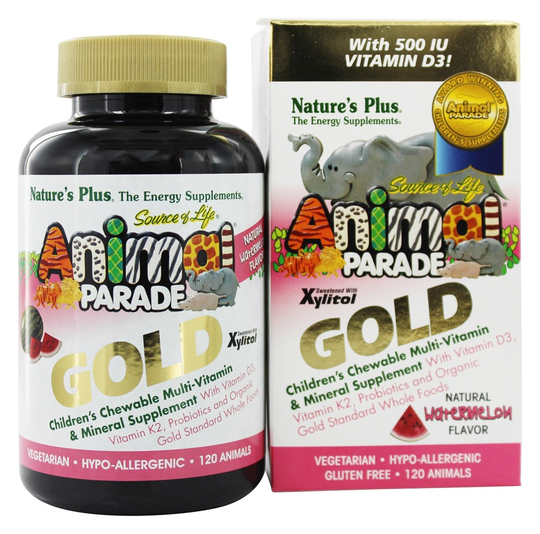 Natures Plus - Source of Life Animal Parade Gold Children's Chewable Multi-Vitamin & Mineral Natural Watermelon Flavor - 120 Chewable Tablet