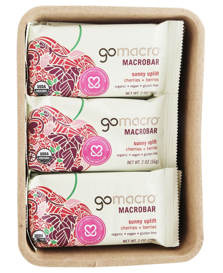 GoMacro - Organic MacroBar Sunny Uplift Bars Box Cherries Berries - 12 Bars