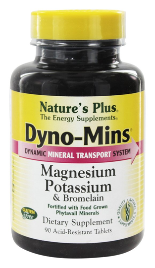 Natures Plus - Dyno-Mins Magnesium Potassium Bromelain - 90 Tablets