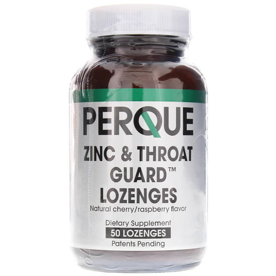 Perque Zinc & Throat Guard Lozenges Cherry/Raspberry Flavor 50 Lozenges