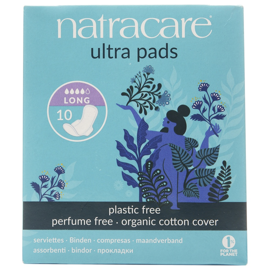 Natracare - Cotton Natural Feminine Pads Ultra Long with Wings - 10 Pad(s)