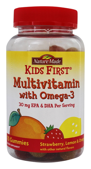 Nature Made - Kids First Multivitamin with Omega-3 Strawberry Lemon and Orange - 70 Gummies