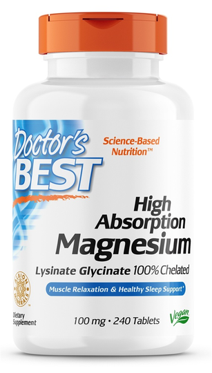 Doctor's Best - High Absorption 100 Chelated Magnesium 100 mg. - 240 Tablets